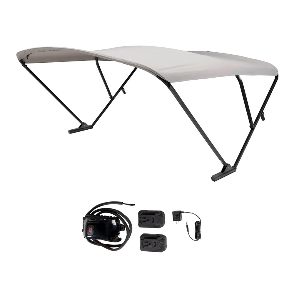 SureShade 2021133093 Battery Powered Bimini - Black Anodized Frame & Grey Fabric