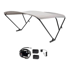 SureShade 2021133093 Battery Powered Bimini - Black Anodized Frame & Grey Fabric