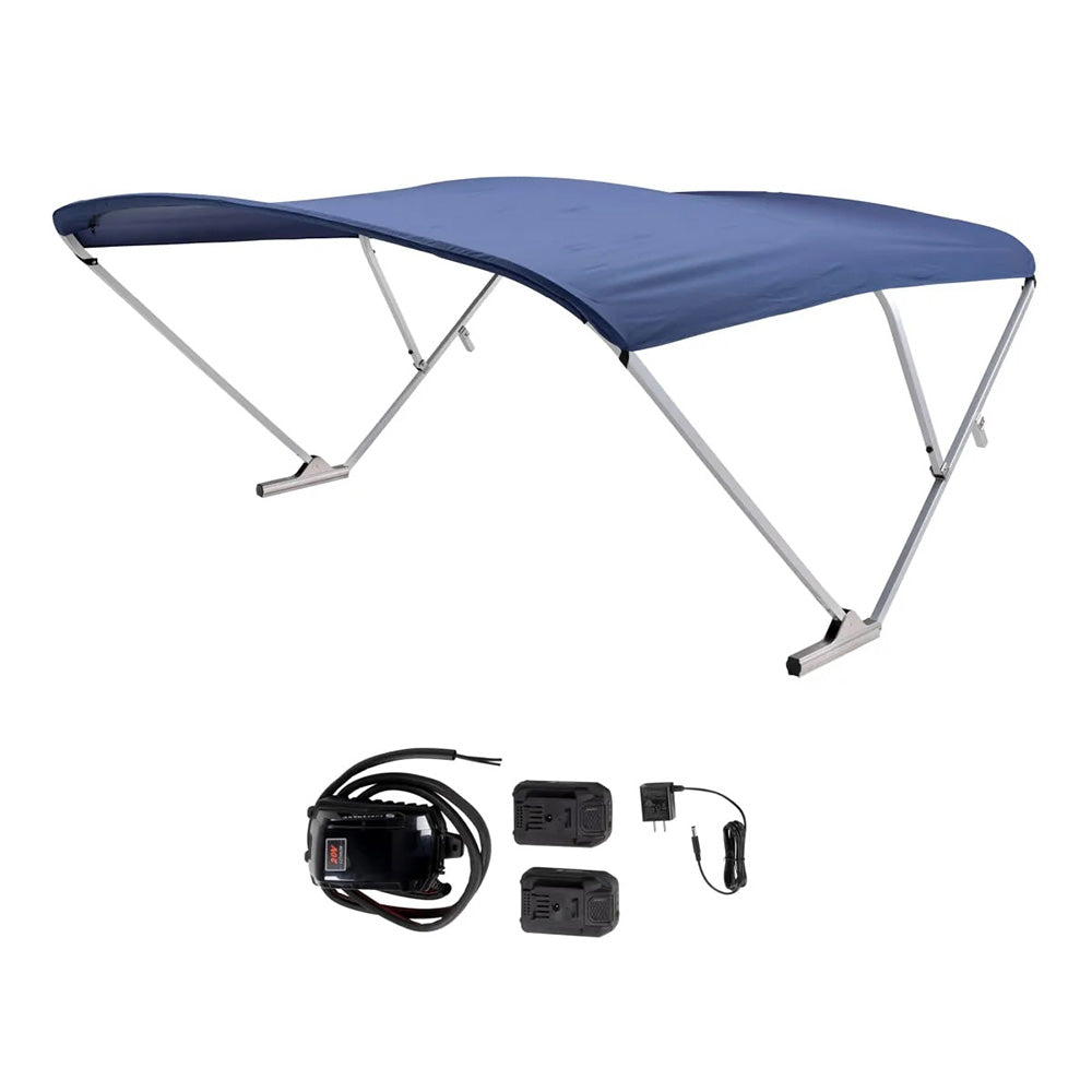 SureShade 2021133094 Battery Powered Bimini - Clear Anodized Frame & Navy Fabric