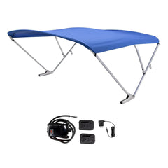SureShade 2021133096 Battery Powered Bimini - Clear Anodized Frame & Pacific Blue Fabric