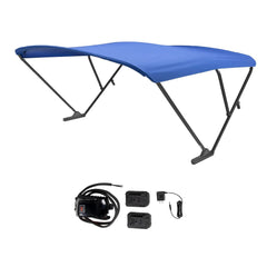 SureShade 2021133097 Battery Powered Bimini - Black Anodized Frame & Pacific Blue Fabric