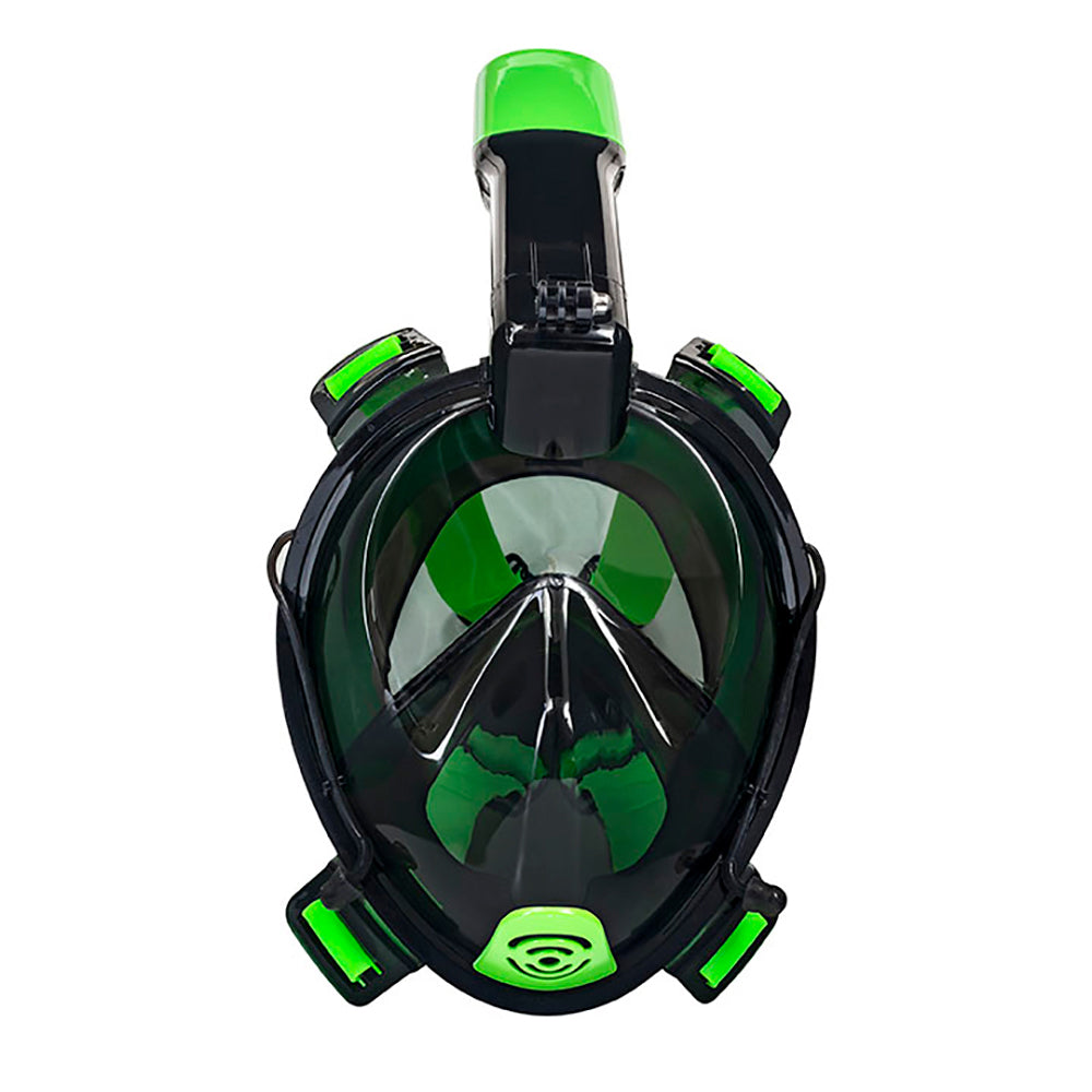 Aqua Leisure DPM17478LBLC Frontier Full-Face Snorkeling Mask - Adult Sizing - Eye to Chin > 4.5" - Green/Black