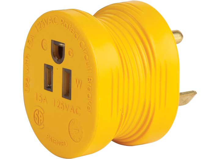 Camco 55232 30m/15f Amp Powergrip Adapter 125v/1875w Bulk Csa