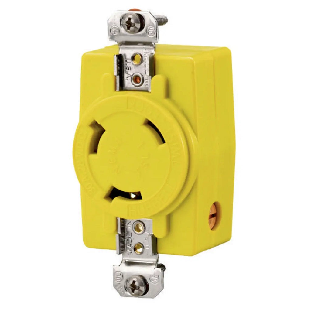 Hubbell HUBHBL328DCR 30A 28V DC Locking Receptacle Yellow