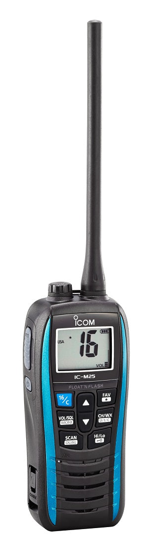 Icom ICOM25BLUE51USA Floating Handheld VHF Marine Blue 5 Watts