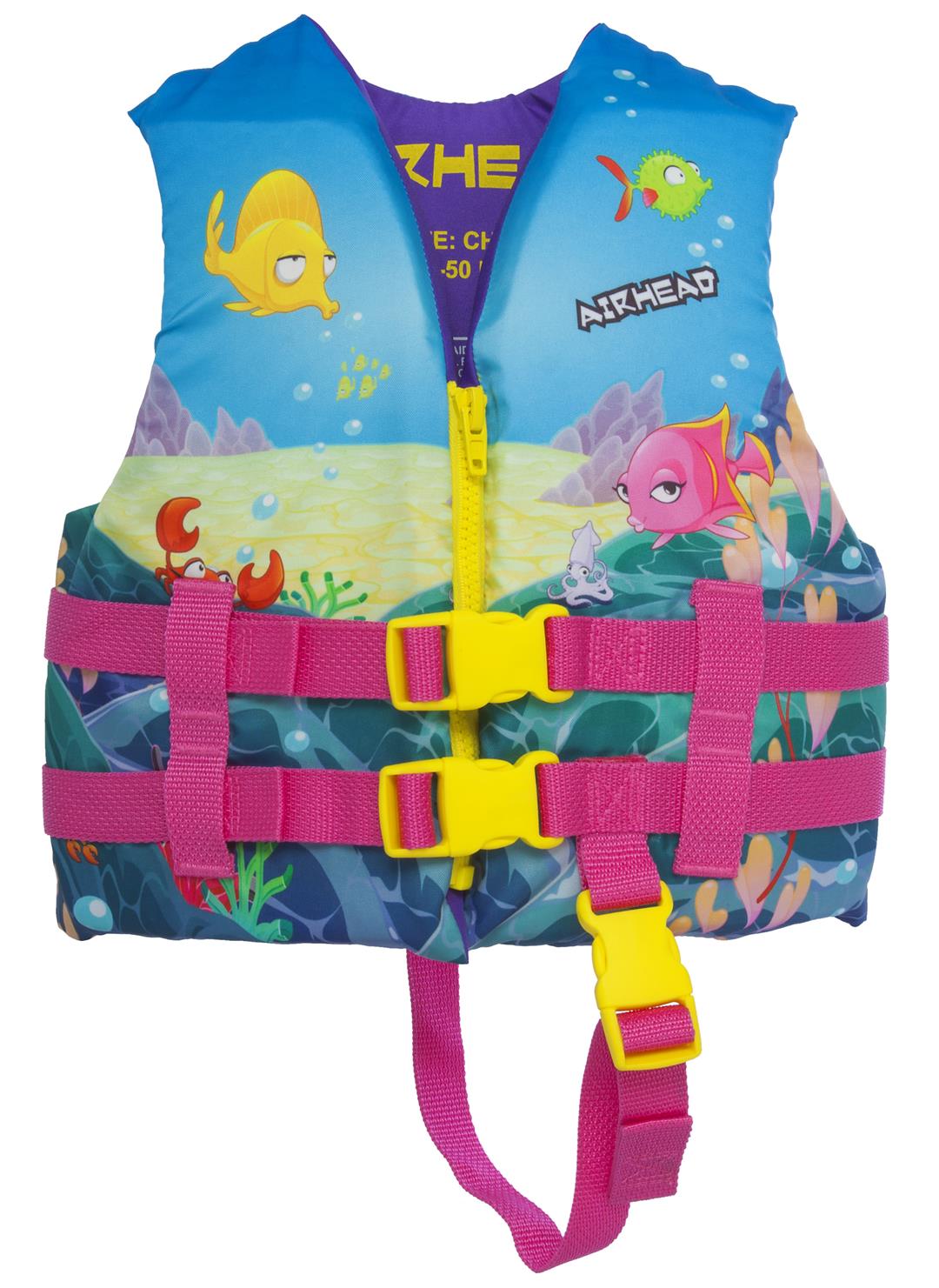 Airhead 1008902A Reef Nylon Vest, Child, Pink Reef / Sea Life Theme