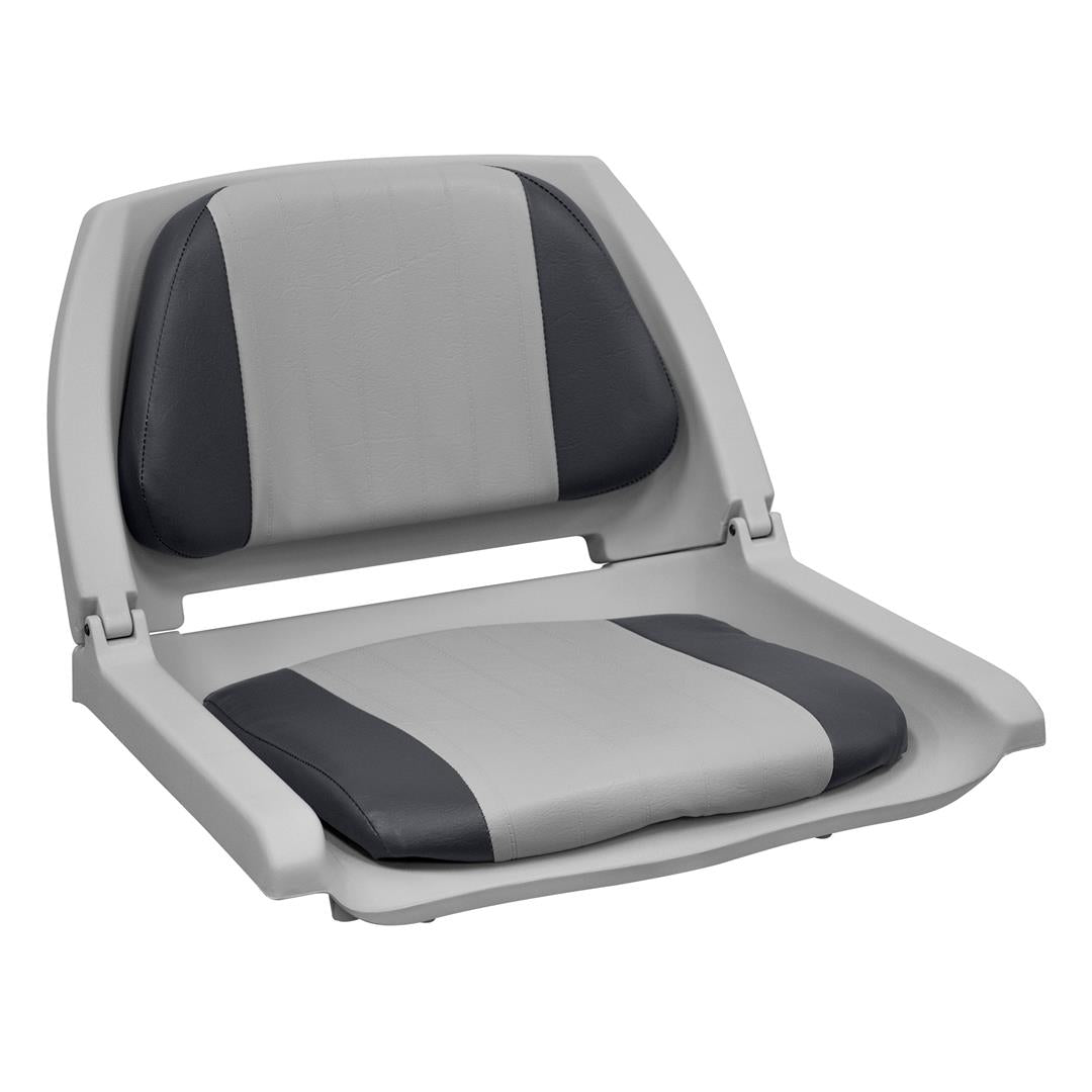 Wise WD139LS012 Deluxe Molded Plastic Fold-Down Seat w/Cushions, Gray/ Charcoal Cushion