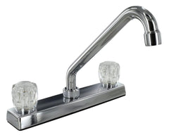 Valterra Phoenix PF211325 Chrome Finish Two Handle 8" RV Kitchen Faucet with Hi-Rise Tubular Spout & Clear Acrylic Knobs