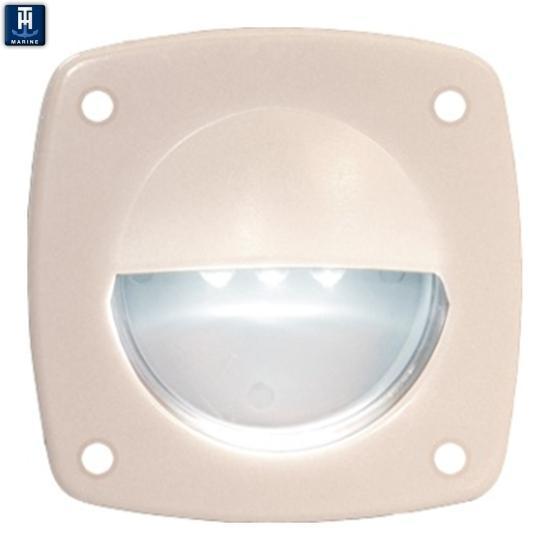 T-H Marine LED Courtesy Companion Way Light With Exposed Fasteners and White Plastic Bezel, White LEDs LED51876DP