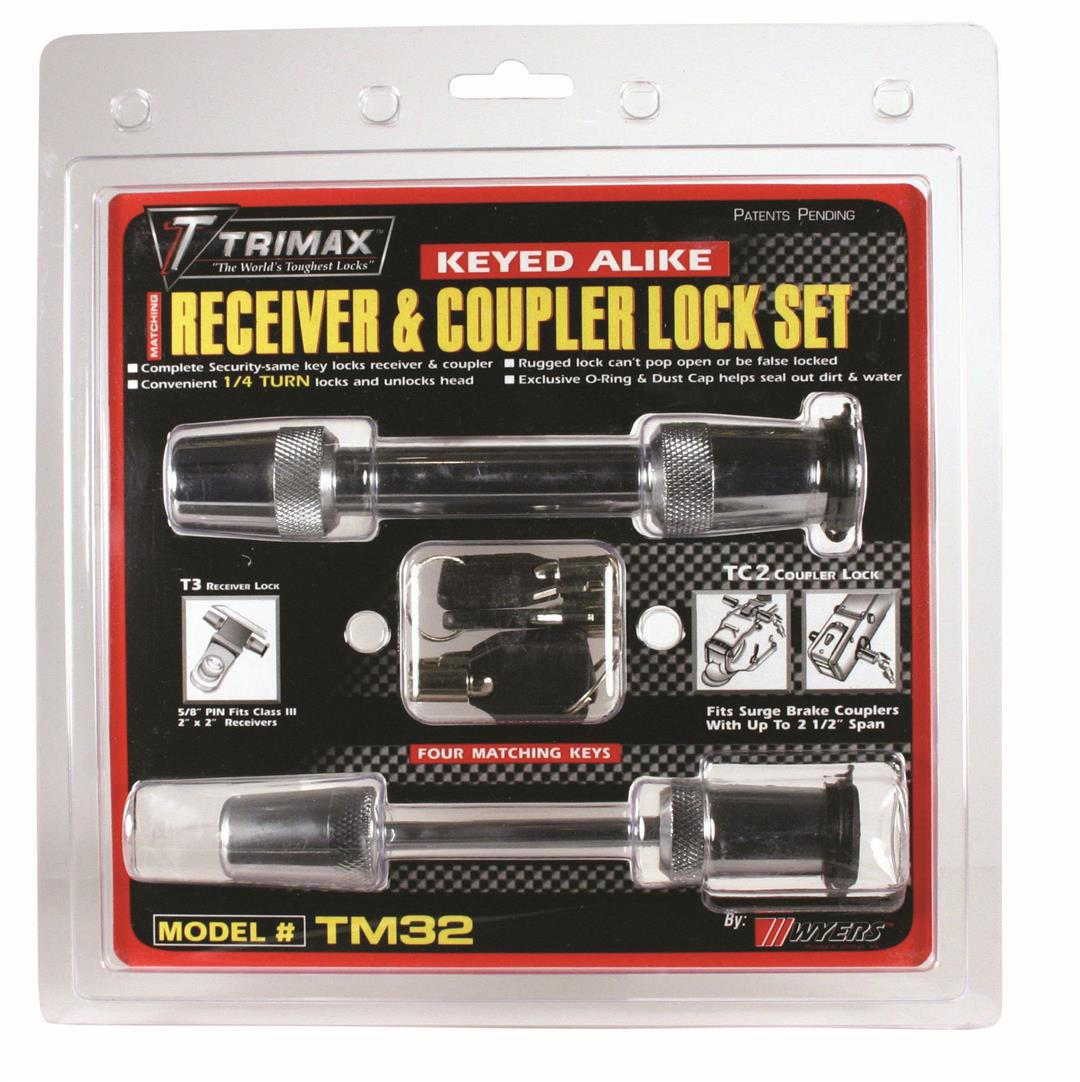 Trimax Keyed Alike Receiver and Coupler Lock Set Fits Class III Trailer Receivers (Includes TC2 and T3) TM32