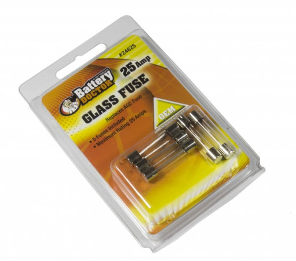 Battery Doctor AGC Glass Fuse, 25A, 5/Pk 24625