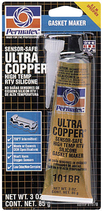 Permatex 81878 Ultra Copper Hi-Temp RTV Silicone Gasket Maker, 3 oz.