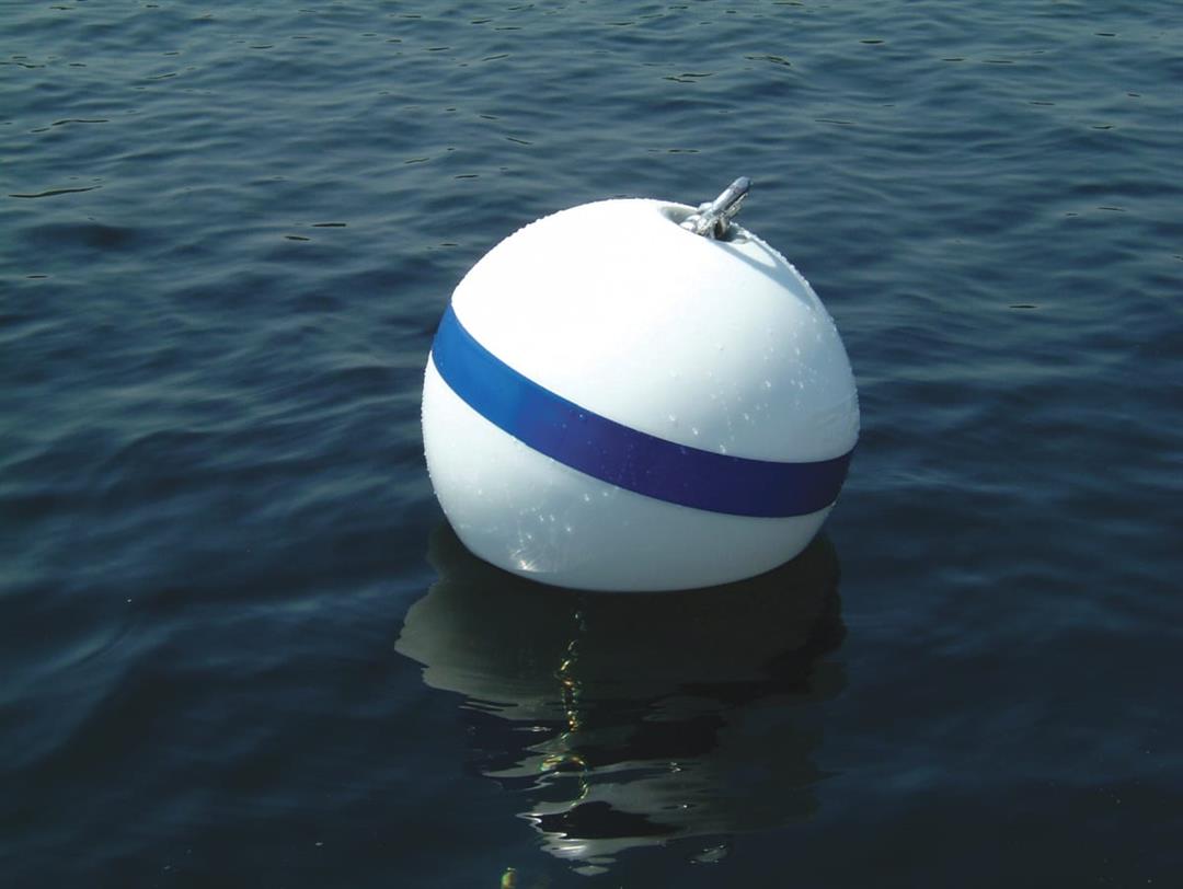 Taylor Sur-Moor T3C Mooring Buoy - White With Blue Reflective Striping 46374