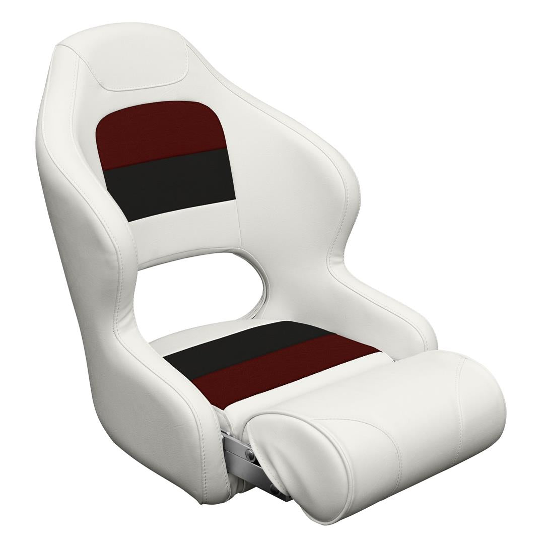 Wise 8WD33151009 Deluxe Pontoon Furniture, Bucket Seat w/Flip Up Bolster, White/Red/Charcoal