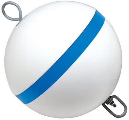 Taylor Traditional Sur-Moor Mooring Buoy - White With Blue Reflective Striping 22174