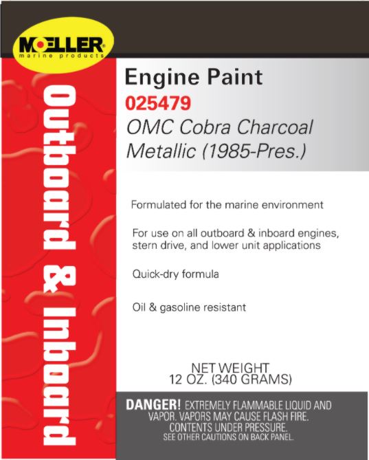 Moeller Engine Spray Paint, OMC Charcoal Metallic 85-Up 025479