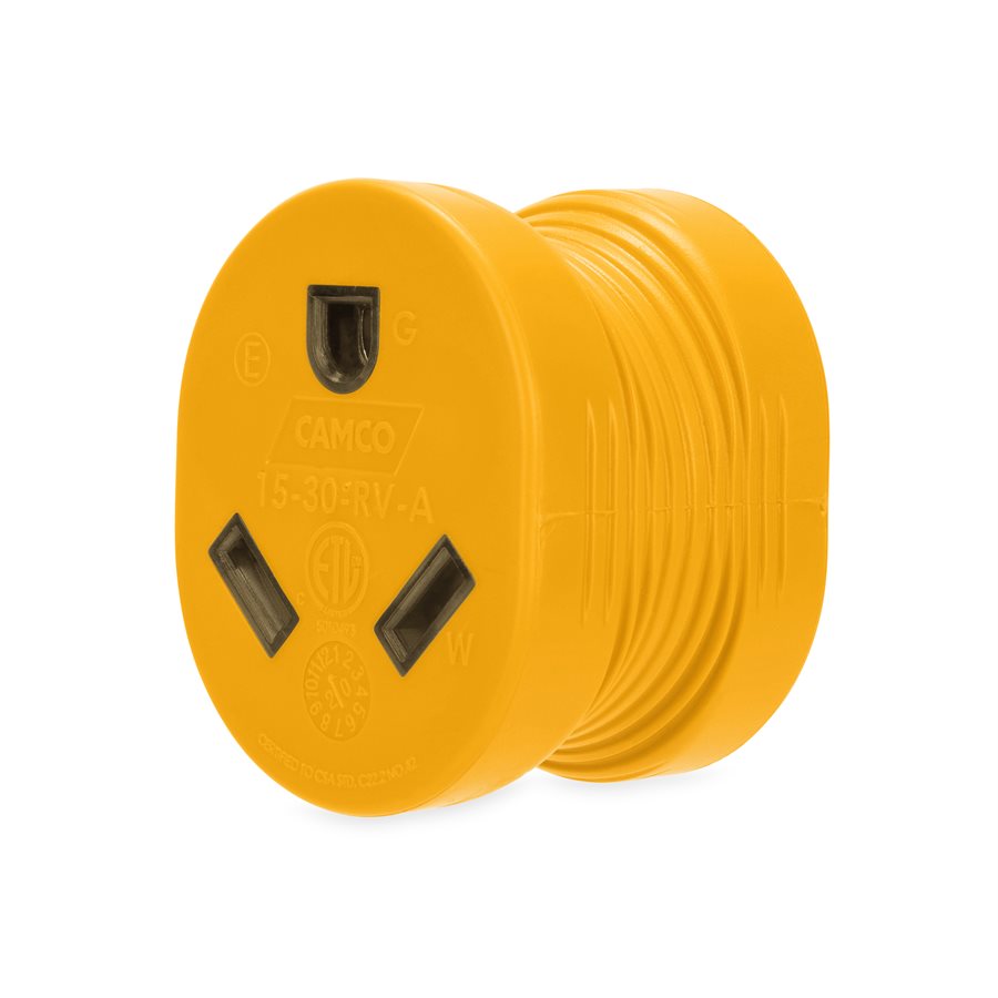 Camco Electrical Adapter, 15A Male, 30A Female, Bulk 55222