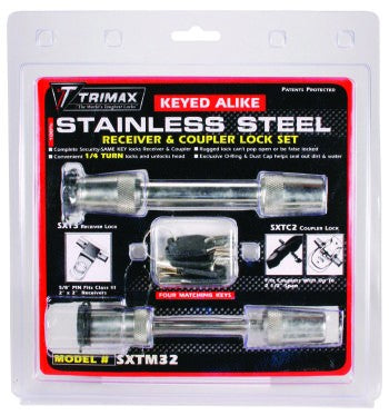 Trimax Keyed Alike Receiver and Coupler Lock Set Fits Class III Trailer Receivers (Includes TC2 and T3) SXTM32