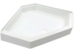 Lippert 209795 34in X 34in Neo Angle Shower Pan; Center Drain; 5in Apron White