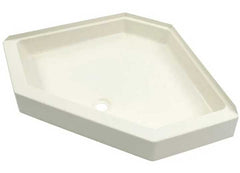 Lippert 301241 34in X 34in Neo Angle Shower Pan; Center Drain; 5in Apron Parchment