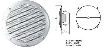 Polyplanar POLMA4056 Spkr White 6"  Round Flush Mount