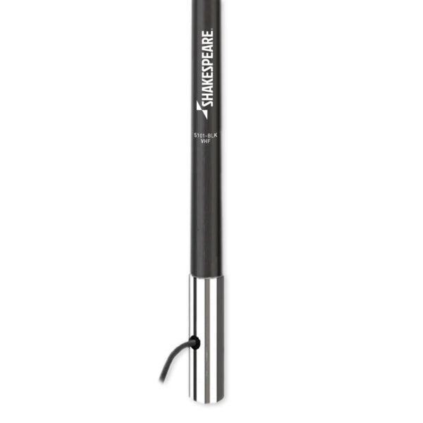 Shakespeare SHA5101BLK Black 8' 6dB VHF Antenna Chrome Ferrule 15' RG58 Cable