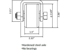 ULTRA FAB 48-979022 MINI STEEL ROLLER 1 1/2 IN W X 2 1/2 IN DSILVER