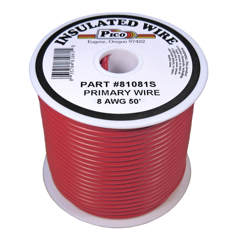 Pico 81081S Primary Wire - 8 AWG, Red, 50' Spool