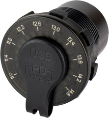 Sea-Dog 426519-1 Round Rainbow Voltmeter with Dual USB Charging Ports