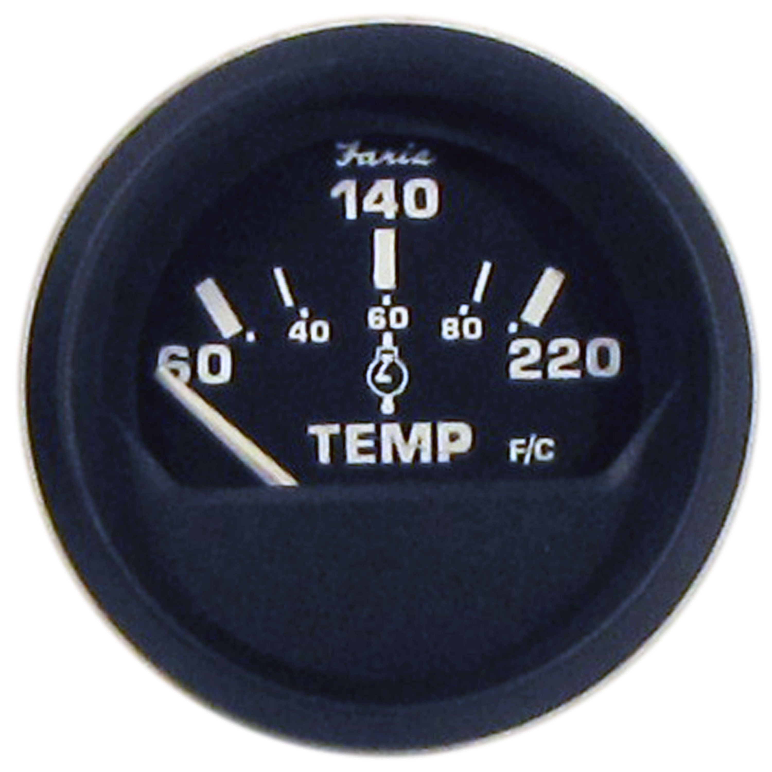 Faria 12819 Euro Cylinder Head Temperature Gauge with Sender (60-220Â°F) - 2", Black