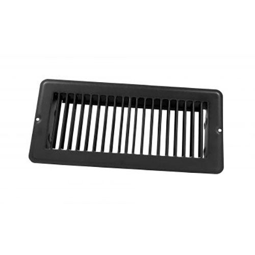 JR Products 02-29185 Undampered Metal Floor Register - 4" x 10", Black