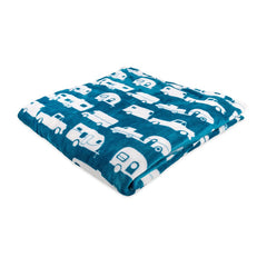 Camco 53440 "Life is Better at the Campsite" Plush Fleece Blanket - Queen Size, Blue