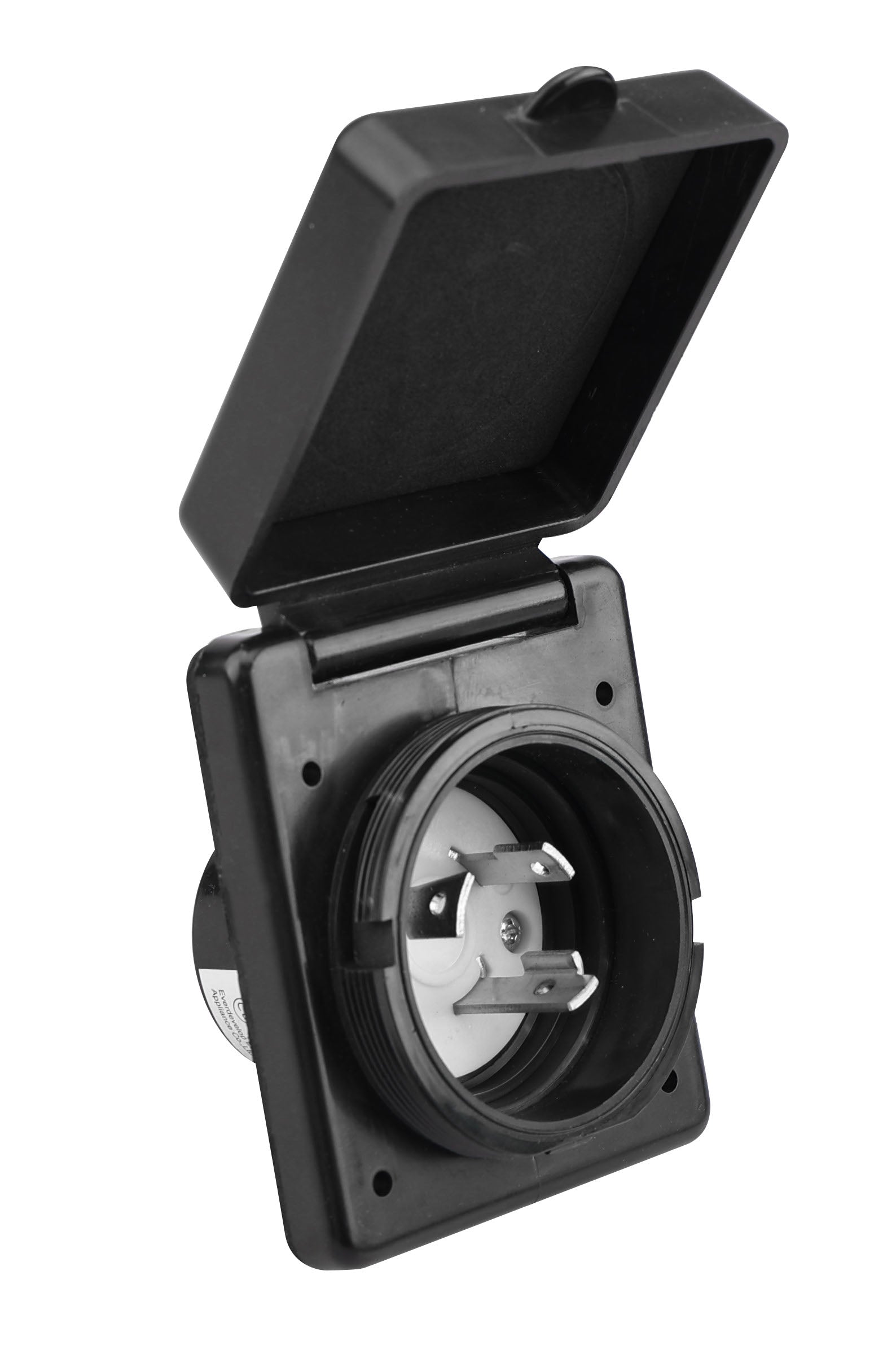 Makerz 0 95 30 Amp Twist-Lock Inlet with Waterproof Cover - 125V Rating, 2-Pole 3-Wire Configuration, NEMA L5-30P