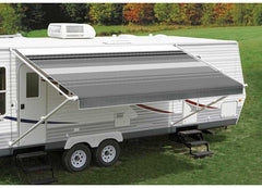 CAREFREE OF COLORADO EA208D00 FIESTA 20'L X 8'EXT. BLACK/GRAY DUNE STRIPED VINYL MANUAL PATIO AWNING