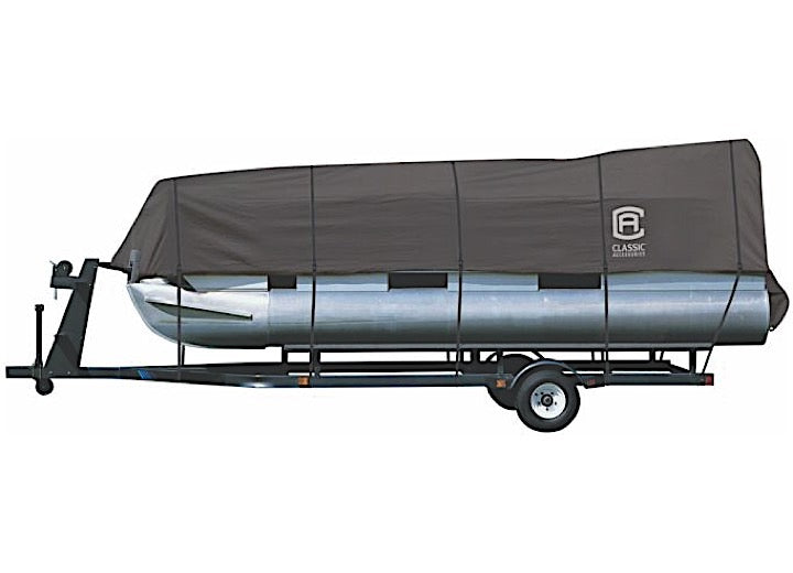 CLASSIC ACCESSORIES 20-028-090801-00 STORMPRO HEAVYDUTY PONTOON BOAT COVER FITS PONTOON BOATS 2124 FT LONG X 102 IIN WIDE; CHARCOAL