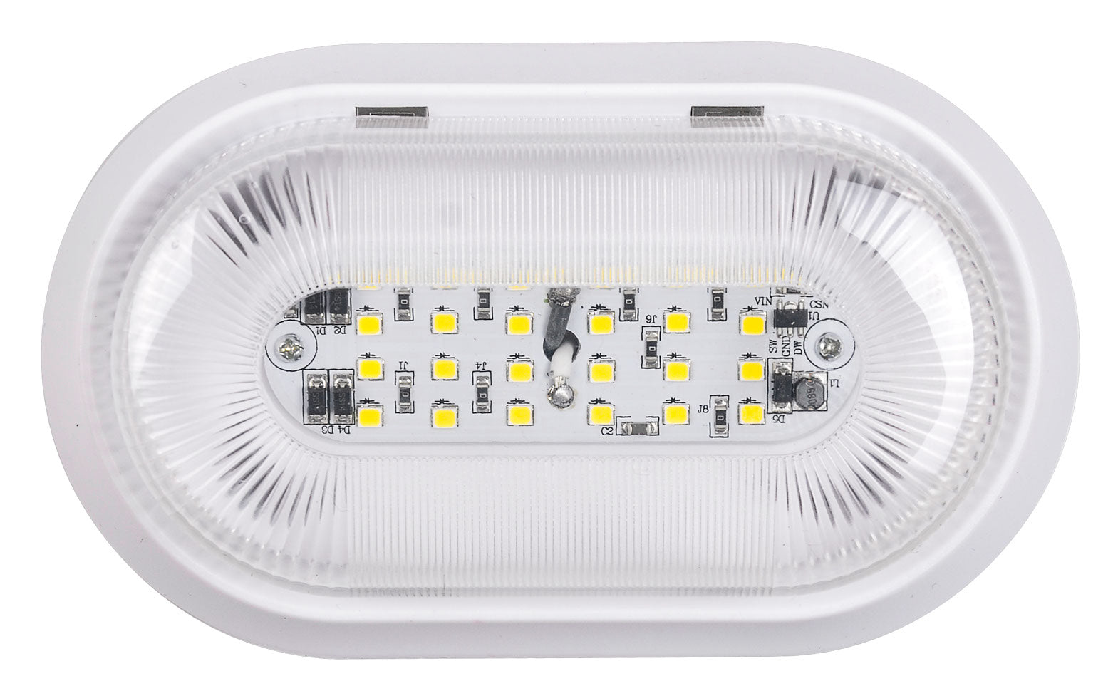 Makerz 0 68 280 Lumen RV Porch Light with Aluminum Plate - 10-24 Volt DC, White