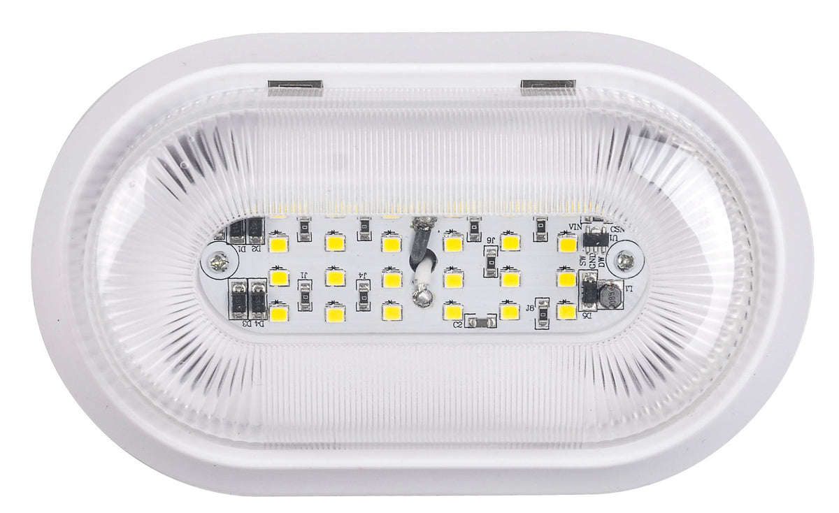 Makerz 0 68 280 Lumen RV Porch Light with Aluminum Plate - 10-24 Volt DC, White