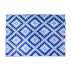 Camco 42866 Outdoor Mat - 9' x 12', Blue/White/Blue Zig-Zag Diamond