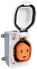 SmartPlug BLFT30ASSYPWO 30 Amp/125V 25' Cord with Male and Female Ends, Single Weather Box Kit, and Boatside Inlet - White Inlet, Orange Cord