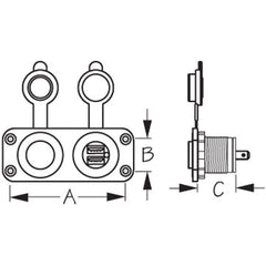 Sea-Dog 426505-1 Double USB and Power Socket Panel