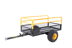 Polar Trailer 10738 Heavy Duty Steel Mesh 1400 lb. 28 Cubic Foot  ATV UTV Lawn Mower Trailer HDM 1400 and Wide Track Rubber Wheels Hauling Outdoor - Black