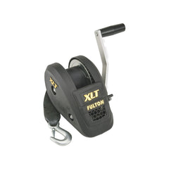 Fulton 142320 XLT Marine Trailer Winch - Single-Speed, 1,500 lbs. Capacity, 20' Strap, 10" Handle, Black Cover