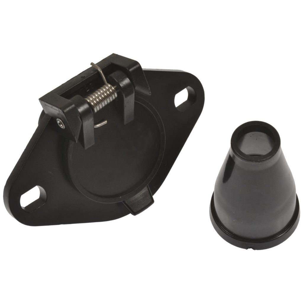 Pollak 6P-103V 6-Pole Round Plastic Vehicle End Socket with Rubber Boot