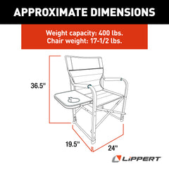 Lippert 2021123280 Scout Plus Director Chair with Side Table - Dark Gray