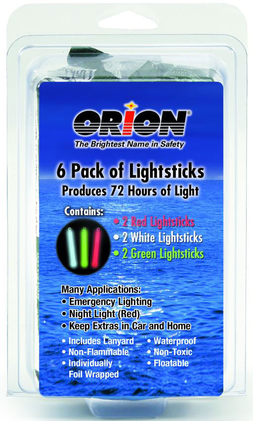 Orion 506 Lightsticks - 6-Pack (Two Each Green, Red, White)