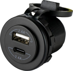 Sea-Dog 426516-1 Round Dual USB C/USB A Socket