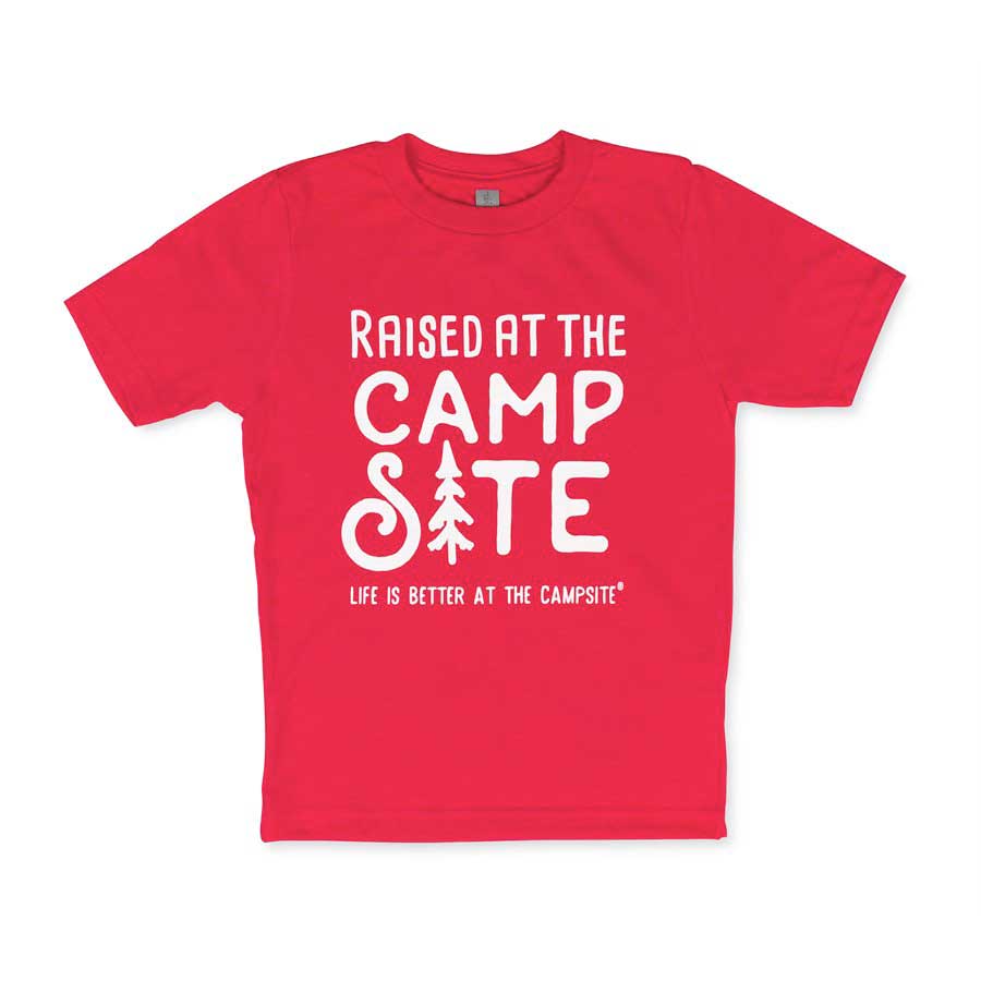 Camco 53402 LIBATC T-Shirt - Raised at the Campsite (Red), Youth Medium
