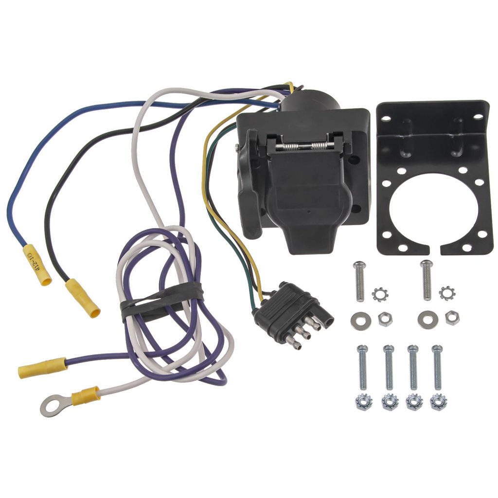 Pollak 4WF-667PFV 4-Way Flat to Dual 7-Blade & 4-Way Flat Vehicle End with Bracket & Hardware