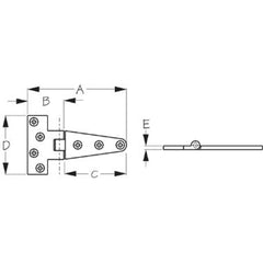 Sea-Dog 205705-1 Stainless Steel T-Hinge - 4", Pair