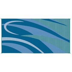 Ming's Mark GB3 Stylish Camping Reversible Graphic Patio Mat - 8' x 16', Blue/Green